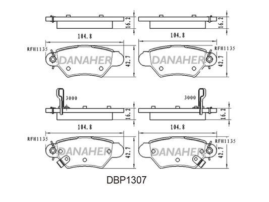 Danaher DBP1307 Гальмівні колодки, комплект DBP1307: Купити в Україні - Добра ціна на EXIST.UA!