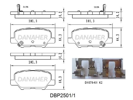 Danaher DBP2501/1 Гальмівні колодки, комплект DBP25011: Купити в Україні - Добра ціна на EXIST.UA!