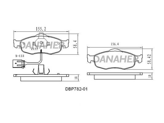 Danaher DBP782-01 Гальмівні колодки, комплект DBP78201: Купити в Україні - Добра ціна на EXIST.UA!