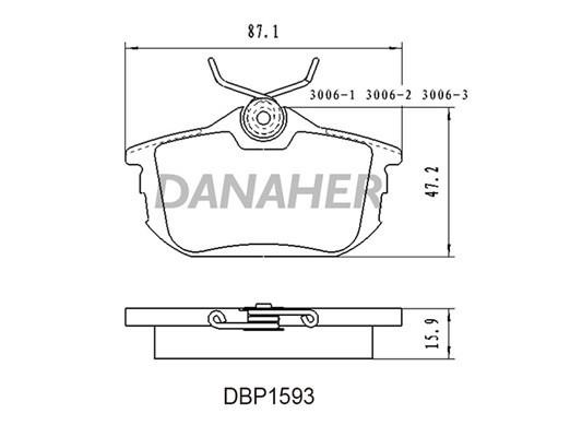Danaher DBP1593 Гальмівні колодки, комплект DBP1593: Купити в Україні - Добра ціна на EXIST.UA!