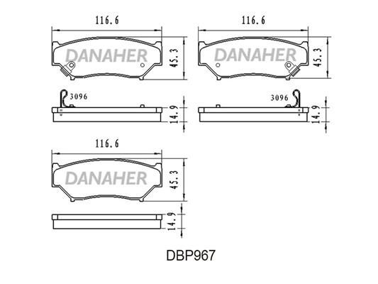 Danaher DBP967 Гальмівні колодки, комплект DBP967: Купити в Україні - Добра ціна на EXIST.UA!
