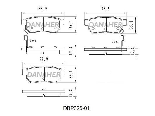 Danaher DBP625-01 Гальмівні колодки, комплект DBP62501: Приваблива ціна - Купити в Україні на EXIST.UA!