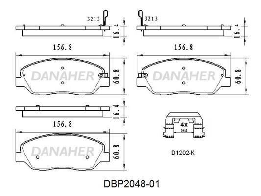 Danaher DBP2048-01 Гальмівні колодки, комплект DBP204801: Купити в Україні - Добра ціна на EXIST.UA!