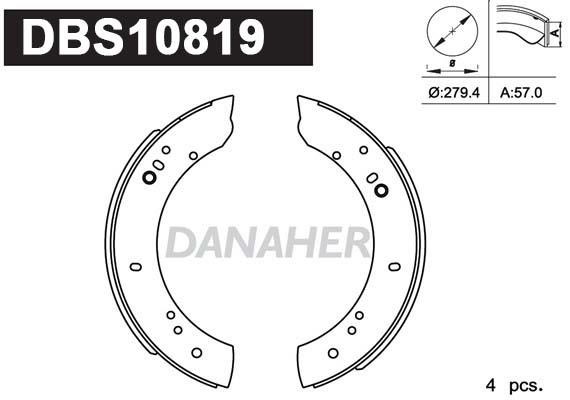 Danaher DBS10819 Колодки гальмівні барабанні, комплект DBS10819: Купити в Україні - Добра ціна на EXIST.UA!