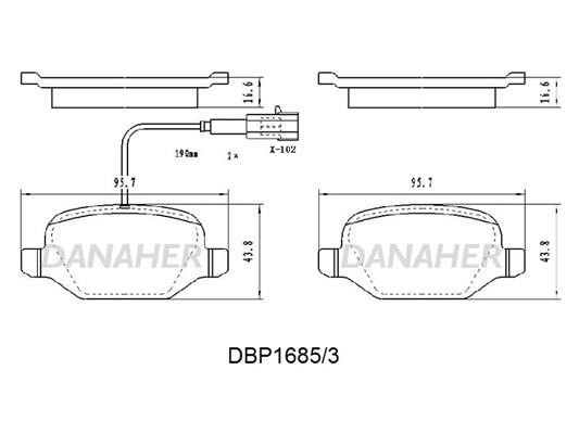 Danaher DBP1685/3 Гальмівні колодки, комплект DBP16853: Купити в Україні - Добра ціна на EXIST.UA!