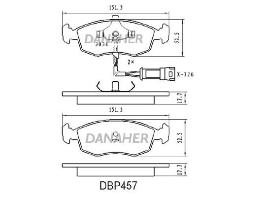 Danaher DBP457 Гальмівні колодки, комплект DBP457: Приваблива ціна - Купити в Україні на EXIST.UA!
