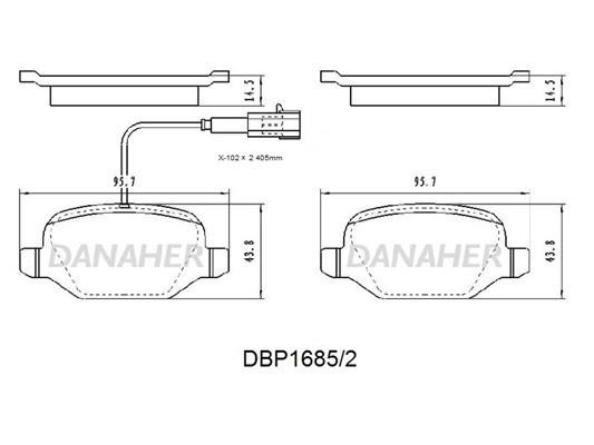 Danaher DBP1685/2 Гальмівні колодки, комплект DBP16852: Купити в Україні - Добра ціна на EXIST.UA!