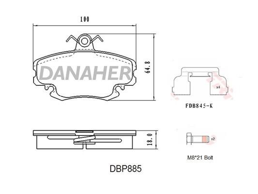 Danaher DBP885 Гальмівні колодки, комплект DBP885: Купити в Україні - Добра ціна на EXIST.UA!