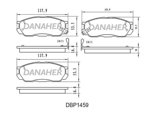 Danaher DBP1459 Гальмівні колодки, комплект DBP1459: Купити в Україні - Добра ціна на EXIST.UA!