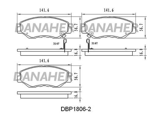 Danaher DBP1806/2 Гальмівні колодки, комплект DBP18062: Купити в Україні - Добра ціна на EXIST.UA!