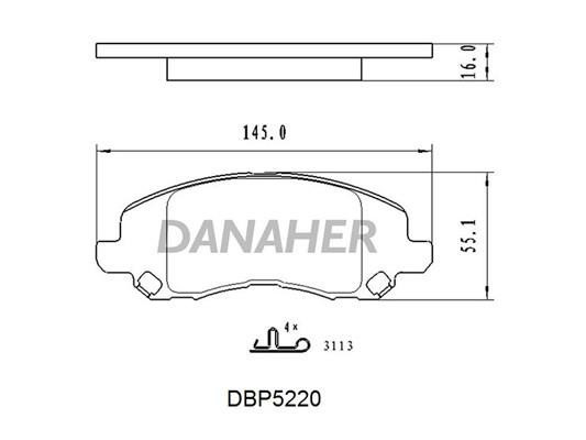 Danaher DBP5220 Гальмівні колодки, комплект DBP5220: Купити в Україні - Добра ціна на EXIST.UA!