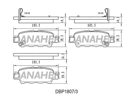 Danaher DBP1807/3 Гальмівні колодки, комплект DBP18073: Купити в Україні - Добра ціна на EXIST.UA!