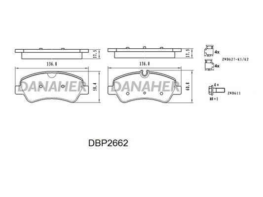 Danaher DBP2662 Гальмівні колодки, комплект DBP2662: Купити в Україні - Добра ціна на EXIST.UA!