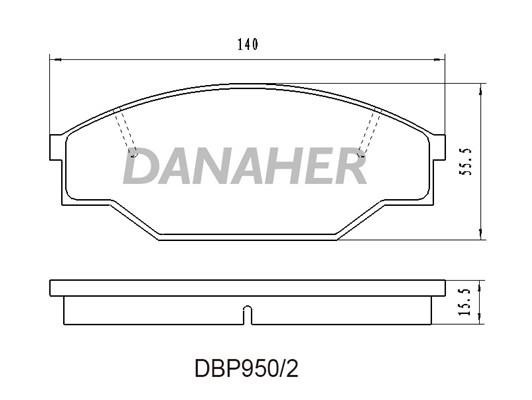 Danaher DBP950/2 Гальмівні колодки, комплект DBP9502: Приваблива ціна - Купити в Україні на EXIST.UA!