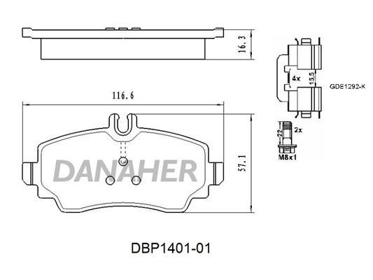 Danaher DBP1401-01 Гальмівні колодки, комплект DBP140101: Купити в Україні - Добра ціна на EXIST.UA!