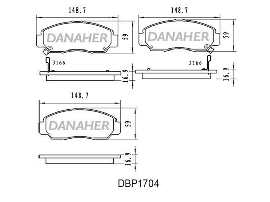 Danaher DBP1704 Гальмівні колодки, комплект DBP1704: Купити в Україні - Добра ціна на EXIST.UA!