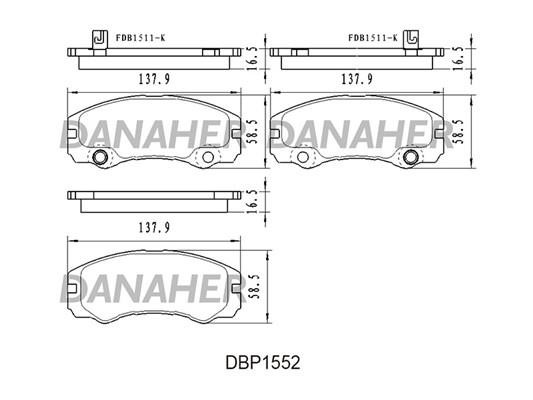 Danaher DBP1552 Гальмівні колодки, комплект DBP1552: Купити в Україні - Добра ціна на EXIST.UA!