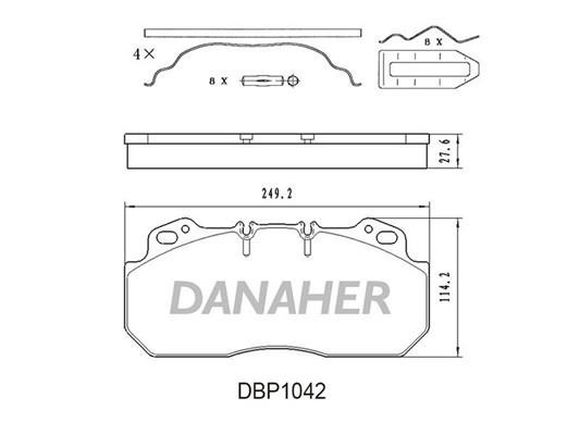 Danaher DBP1042 Гальмівні колодки, комплект DBP1042: Приваблива ціна - Купити в Україні на EXIST.UA!