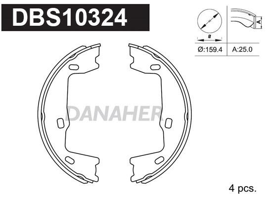 Danaher DBS10324 Колодки гальмівні стояночного гальма DBS10324: Приваблива ціна - Купити в Україні на EXIST.UA!