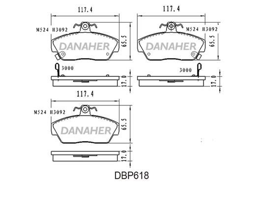Danaher DBP618 Гальмівні колодки, комплект DBP618: Купити в Україні - Добра ціна на EXIST.UA!