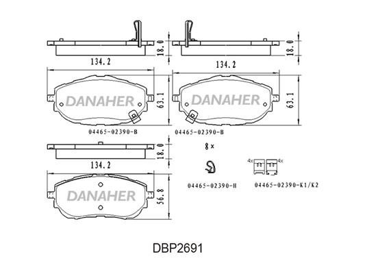 Danaher DBP2691 Гальмівні колодки, комплект DBP2691: Купити в Україні - Добра ціна на EXIST.UA!