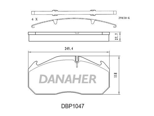 Danaher DBP1047 Гальмівні колодки, комплект DBP1047: Приваблива ціна - Купити в Україні на EXIST.UA!
