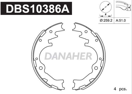 Danaher DBS10386A Колодки гальмівні барабанні, комплект DBS10386A: Купити в Україні - Добра ціна на EXIST.UA!
