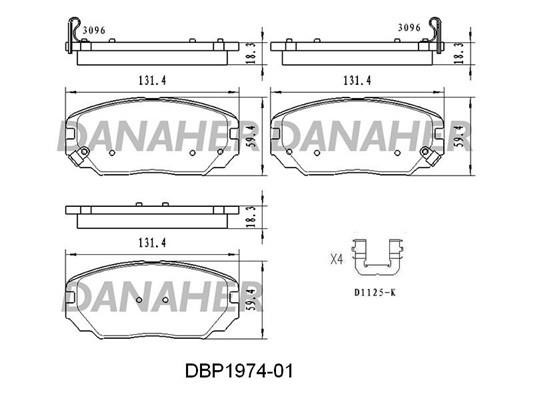 Danaher DBP1974-01 Гальмівні колодки, комплект DBP197401: Купити в Україні - Добра ціна на EXIST.UA!