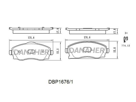 Danaher DBP1676/1 Гальмівні колодки, комплект DBP16761: Приваблива ціна - Купити в Україні на EXIST.UA!