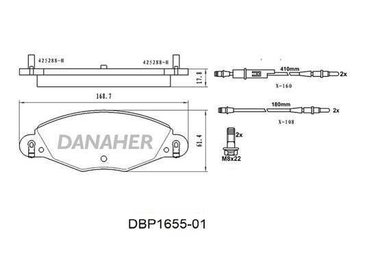 Danaher DBP1655-01 Гальмівні колодки, комплект DBP165501: Купити в Україні - Добра ціна на EXIST.UA!