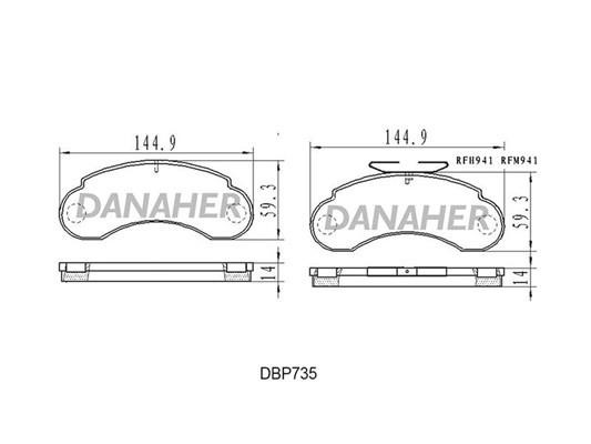 Danaher DBP735 Гальмівні колодки, комплект DBP735: Купити в Україні - Добра ціна на EXIST.UA!