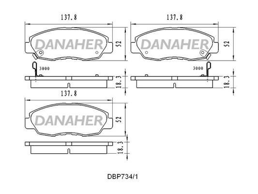 Danaher DBP734/1 Гальмівні колодки, комплект DBP7341: Купити в Україні - Добра ціна на EXIST.UA!