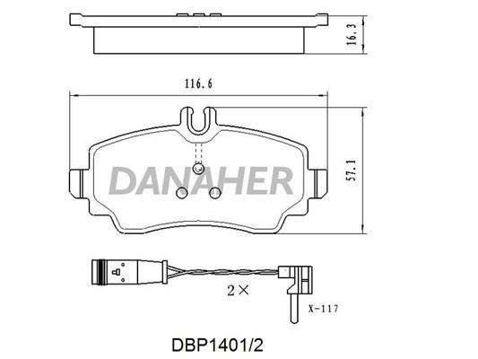 Danaher DBP1401/2 Гальмівні колодки, комплект DBP14012: Купити в Україні - Добра ціна на EXIST.UA!