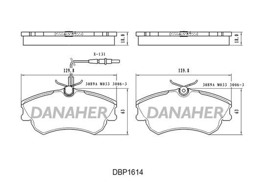 Danaher DBP1614 Гальмівні колодки, комплект DBP1614: Купити в Україні - Добра ціна на EXIST.UA!