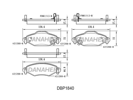 Danaher DBP1840 Гальмівні колодки, комплект DBP1840: Купити в Україні - Добра ціна на EXIST.UA!
