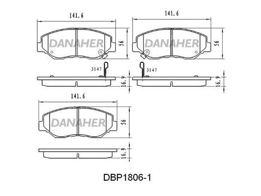 Danaher DBP1806/1 Гальмівні колодки, комплект DBP18061: Купити в Україні - Добра ціна на EXIST.UA!