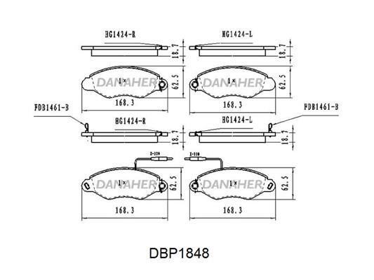 Danaher DBP1848 Гальмівні колодки, комплект DBP1848: Купити в Україні - Добра ціна на EXIST.UA!