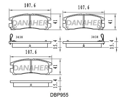 Danaher DBP955 Гальмівні колодки, комплект DBP955: Купити в Україні - Добра ціна на EXIST.UA!