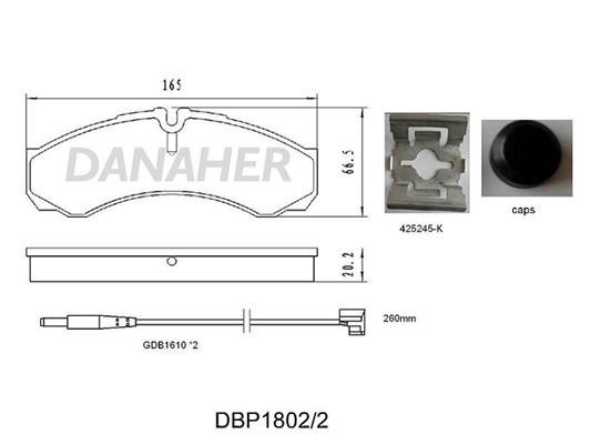 Danaher DBP1802/2 Гальмівні колодки, комплект DBP18022: Купити в Україні - Добра ціна на EXIST.UA!