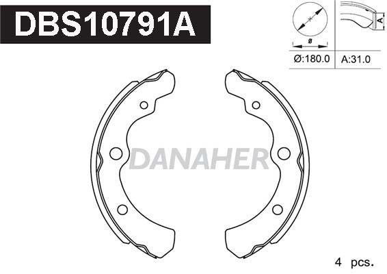 Danaher DBS10791A Колодки гальмівні барабанні, комплект DBS10791A: Купити в Україні - Добра ціна на EXIST.UA!
