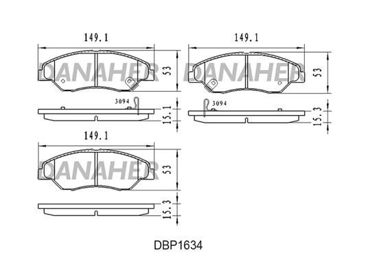 Danaher DBP1634 Гальмівні колодки, комплект DBP1634: Купити в Україні - Добра ціна на EXIST.UA!