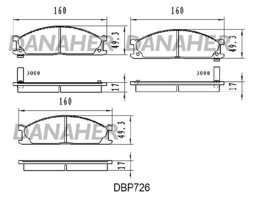 Danaher DBP726 Гальмівні колодки, комплект DBP726: Купити в Україні - Добра ціна на EXIST.UA!