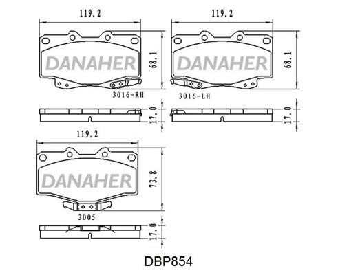 Danaher DBP854 Гальмівні колодки, комплект DBP854: Купити в Україні - Добра ціна на EXIST.UA!