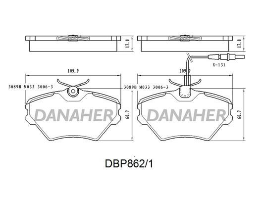 Danaher DBP862/1 Гальмівні колодки, комплект DBP8621: Купити в Україні - Добра ціна на EXIST.UA!
