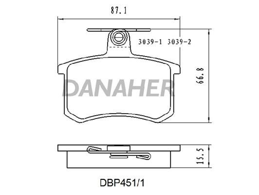 Danaher DBP451/1 Гальмівні колодки, комплект DBP4511: Приваблива ціна - Купити в Україні на EXIST.UA!