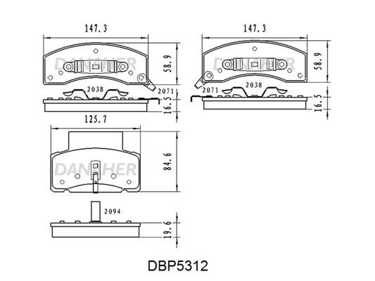 Danaher DBP5312 Гальмівні колодки передні, комплект DBP5312: Купити в Україні - Добра ціна на EXIST.UA!
