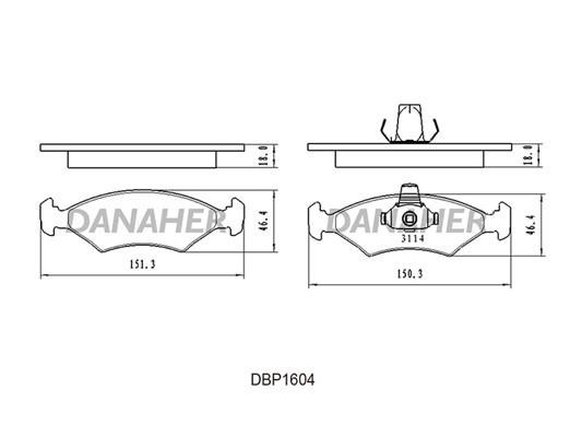 Danaher DBP1604 Гальмівні колодки, комплект DBP1604: Купити в Україні - Добра ціна на EXIST.UA!