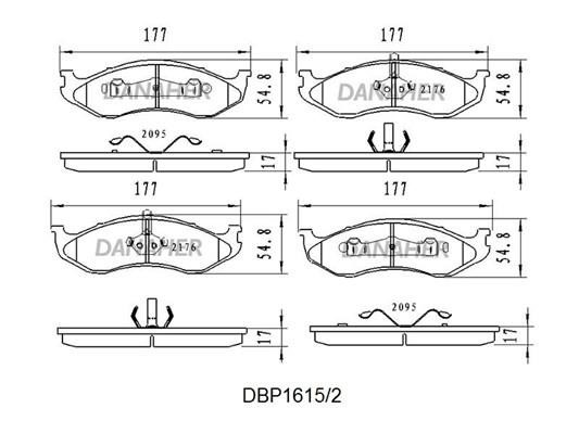 Danaher DBP1615/2 Гальмівні колодки, комплект DBP16152: Купити в Україні - Добра ціна на EXIST.UA!