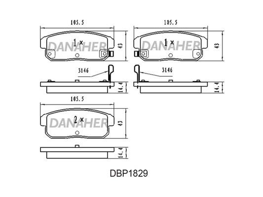Danaher DBP1829 Гальмівні колодки, комплект DBP1829: Купити в Україні - Добра ціна на EXIST.UA!