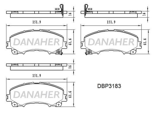 Danaher DBP3183 Гальмівні колодки, комплект DBP3183: Купити в Україні - Добра ціна на EXIST.UA!